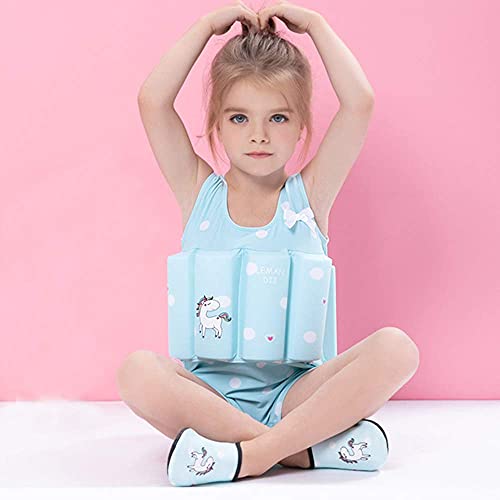 Image of One-Piece Children Buoyancy Swimsuit Swim Vest Detachable Float Swimwear, Perfect for Kids or Baby Learn to Swimming (Light Blue, S)