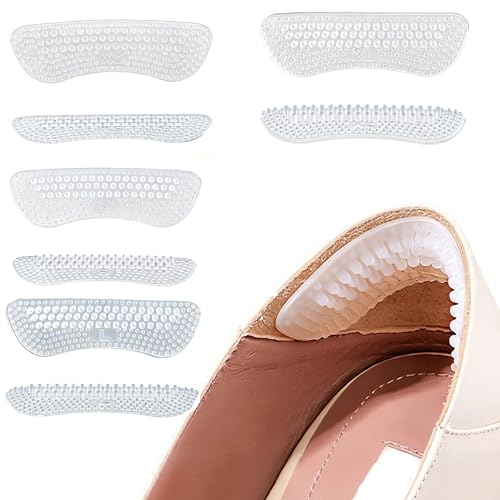 4 Pair Heel Stickers Soft Silicone Cushions Heels Grips for Loose Shoes, Anti Slip Inserts Heel Pads Protectors for High Heels, Flats, Casual Shoes etc, Stop Heel Pain and Blisters