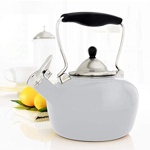Chantal 1.8-Quart Catherine Teakettle, Lunar Rock With 2-Piece 8-Ounce Tea Lover's Mug, Blue And White #TOP3