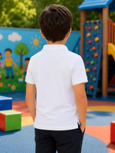 Image of Lux Cozi Boy's Polycotton Polo T-Shirt | Solid Collared Half Sleeve Tee for Kids | Soft Breathable Summer Wear | Casual Smart Polo T-Shirt | 3-14 Years