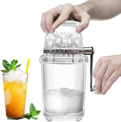 Zenvita かき氷機 アイスクラッシャー 高速製氷機 アイススラリーメーカー 手動 ふわふわ ステンレス刃 アイスクラッシャー アイスカップ付き スムージークラッシャー 家庭用便利グッズ (透明な)