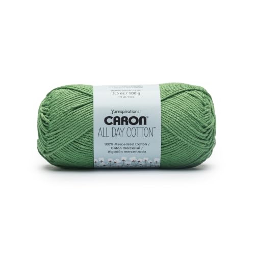 Image of Caron All Day Cotton Yarn for Crocheting, Grass Green, 3-Pack