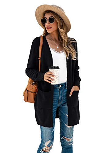 TASAMO Women's Kimono Cardigan Long Sleeve Open Front Casual Knit Sweaters Coat Oversized Soft Outwear with Pockets2