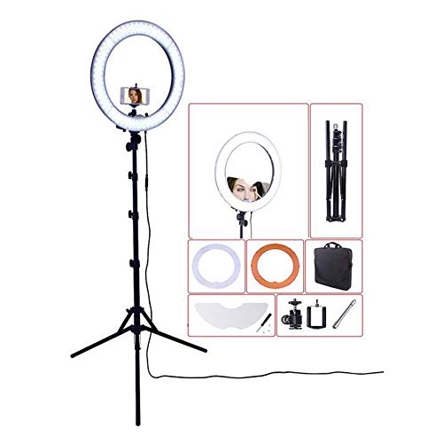 LXDDP 18-Zoll-LED-Ringlicht, 55W 240-LED-Ringlicht 5500K Fotografie, mit Spiegel und Stativständer, für Videoaufnahmen…