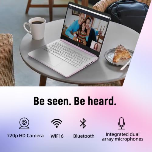 Image of HP 14 inch HD Student Business Laptop, Intel N150, 4GB RAM, 384GB Storage | (128GB UFS + 256GB SD Card), 1 Year Office 365, 720p Webcam, Slim Design, Copilot AI, WiFi 6, Win 11 Home S, Honey Lavender