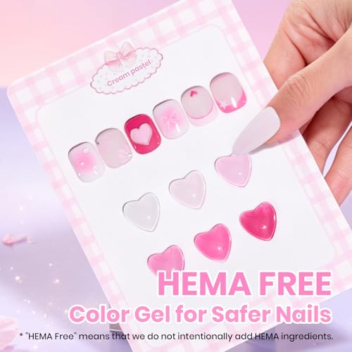 Image of Beetles Pink Gel Polish Set - Romance in Air Collection, 15ml Full Size Bright Hot Pink Gel Polish Kit Natural French Nude Soak Off Gel Nail Kit for Beginners, Salon Quality, Long Lasting