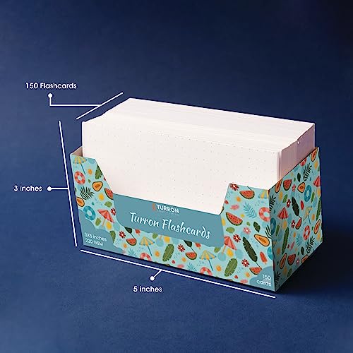 Image of Turron Unpunched Blank Index Flash Cards (150, White, 3 x 5 Inch, Dotted)