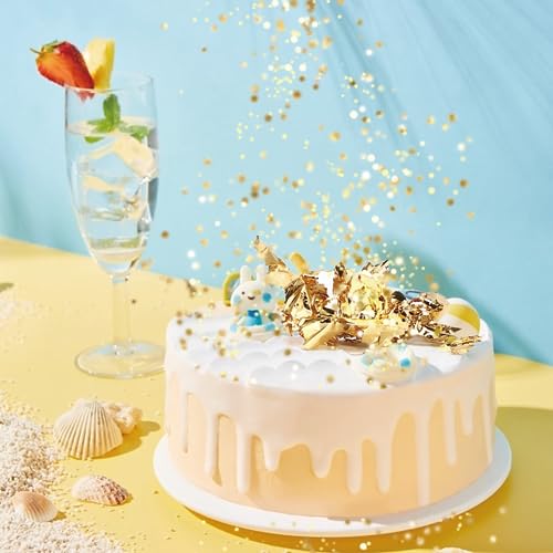 Lwuey Edible Gold Leaf, Gold Leaf Cake Decoration Edible Flakes Goldlen Toppers Gilding Foil Decor Imitation Metallic Decorating Drink Cooking Chocolates Cakes Drinks Dessert Cupcake Makeup 2PCS - Thumbnail 2