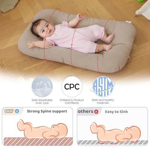 Image of Baby Lounger for Newborn, Bionic Design Baby Lounger, Soft Organic Cotton Breathable Lounger for Infants 0-24 Months (Cream Grey)