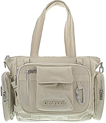 Desigual Borsa a mano in nylon, taglia unica, bianco, One size