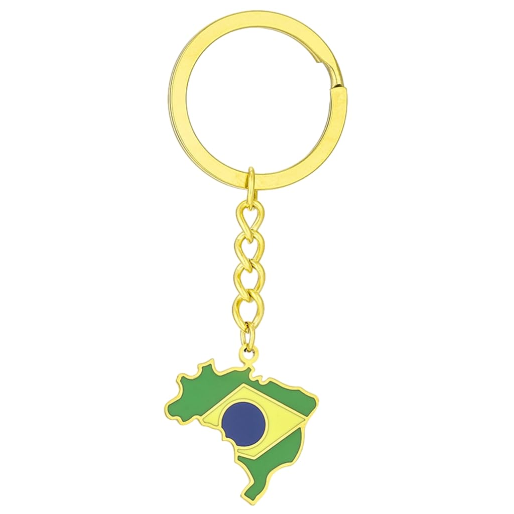 Elnwnnkc Elegant Brazilian Flag Keychain Versatile Brazil Map Holder Steel Brazil Culture