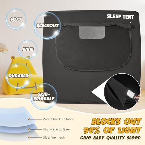 Image of BORNA Pack N Play Blackout Cover for Littles, Baby Sleep Pod, Full Size Crib Blackout Cover Blocks 90%+ Light, Breathable Baby Sleep Tent, Lightweight and Portable Crib Night Cover for Travel