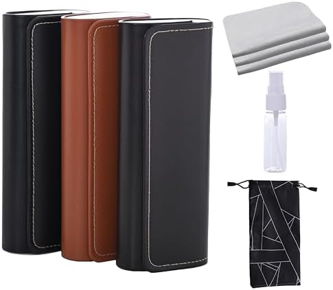 Spectacle Casing 3 Pack Hard Shell Glasses Case Magnetic Closure Leather Spectacle case ...