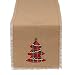 DII 100% Jute, Holiday Embroidered Tree, 14 x 72 Fringe Burlap Table Runner