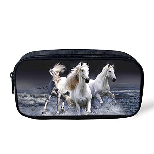 Showudesigns Filles Garçons Enfants Trousse Papeterie Pouch école Stylo crayon Organiseur Cheval Blanc Bureau Trousse Horse Cover