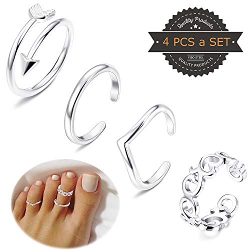 FIBO STEEL 3-18 Pcs Open Toe Rings for Women Arrow Tail Band Toe Ring Adjustable