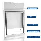 CEESC Große Hundeklappe mit weicher, transparenter Magnetklappe und einrastbarer Verschlussplatte, Premium-Haustür aus PVC-Kunststoff für große Hunde (XL, Weiß)
