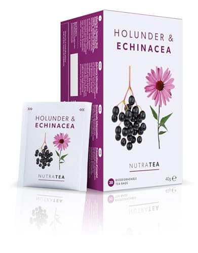 Nutra Tea Holunderbeere & Sonnenhut Immun- & Erkältungstee Tee zur Unterstützung des Immunsystems zur Bekämpfung von Erkältungen 20 wiederverwendbare Teebeutel natürlicher Kräutertee