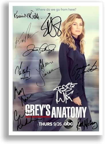Image of Grey's Anatomy Cast Signed Autograph A4 Poster Photo TV Show Series Season 16 Greys Framed Memorabilia Gift (A3 Poster Only)
