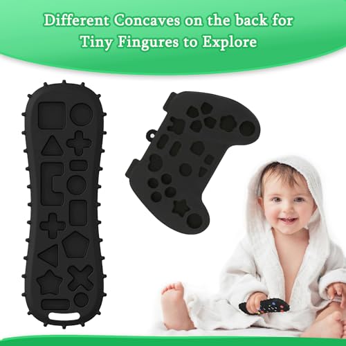 TIEDXIOY【BPA Free,CPC-Certified】 2 Pack Silicone Remote Control and Game Controller Teething Toys for Baby 3-12 Months, Silicone Chew Toys Baby Teether Toys for Toddlers, Baby\'s Christmas Gift