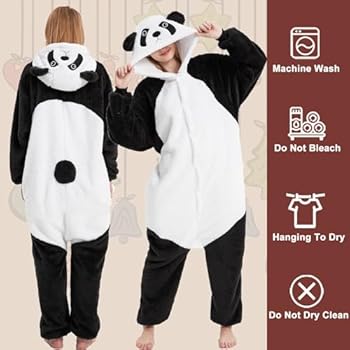 ZKomoL Onesie, voor volwassenen, uniseks, pyjama, cosplay, dieren, Halloween, kostuum, loungewear, tijgerpatroon, panda, M