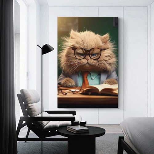 Tableau Sur Toile Chat En Colère Lunettes Idéal Pour Illuminer Le Salon