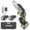 Supstable Mini Tronconneuse à Batterie 6 Pouces, Élagueuse Sans Fil pour Branches et Jardin, 2 Batteries 2Ah et Chargeur, petite Scie à Chaîne Rechargeable, Élagage de Branches et Coupe de Bois