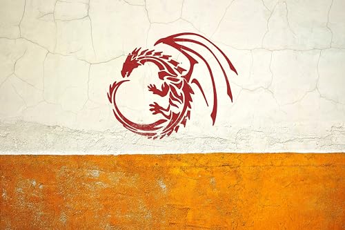 Estêncil medieval Dragon Myth Fairytale 12,7 cm x 15,2 cm - Design encantador para artesanato de fan