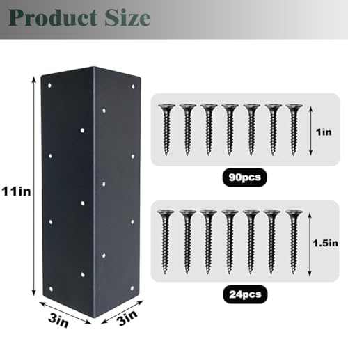 8Pcs Raised Garden Bed Corner Brackets, 11“ x 3” x 3“ L-Shape Metal Rustproof Thickened Raised Bed Corner Brackets for 12” - 24" Flower Vegetable Furniture Planter Wood Garden Bed Box (Matte Black) by ALXMYAO - Image 2
