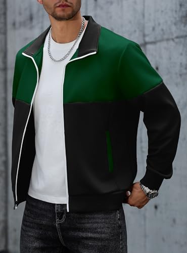 Image of HYPESTFIT Men's Retro Track Jackets, Relaxed Fit | Lightweight men's casual jacket ideal for spring & fall, running and daily athletic wear
