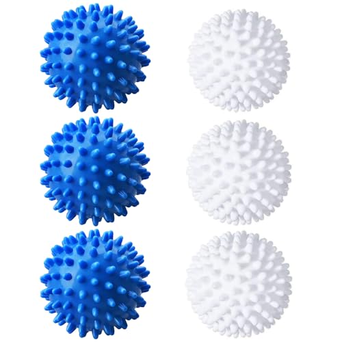 Dryer Balls Tumble Dryer Balls 6 Pc Blue Laundry Balls for Tumble Dryer Reusable Laundry Balls Tumble Dryer Ball - Clothes Will Come Out Soft Fluffy Quick Drying Time, Eco Friendly Softener Balls