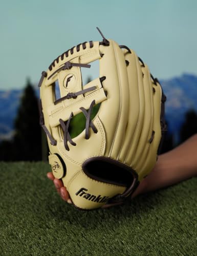 Image of Franklin Sports Baseball + Softball Glove - Field Master Baseball + Softball Mitt - Adult + Youth Glove - Men's + Women's Baseball + Softball Gloves - Left Hand Throw - 11 inch - Camel Brown