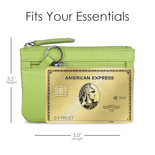 Image of ili New York Leather Mini Compact Coin Purse - Pear