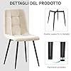 ANVOFONG Set Di 6 Sedie Da Pranzo,Sedia Da Cucina Con Piedi In Metallo Nero,Sedie Imbottite Con Tessuto Di Lino,Sedia Da Camera Da Letto Salotto Soggiorno,Beige