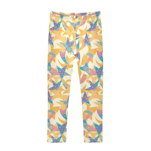 KLL Yellow Star Girls Athletic Leggings Fashion High Waisted Dance Pants Exercise