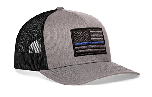 Haka Thin Blue Line Hat, American Flag Trucker Hat For Men & Women, Honoring Law Enforcement Officers, Adjustable Baseball Cap #TOP9