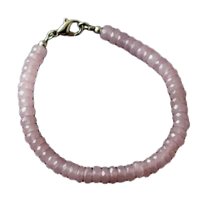 Quartz rose bracelet fait main en pierres facettées haut de gamme création artisanale LKBEADS