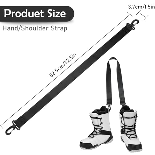 AzReference Ski and Snowboard Boot Carrier Strap Shoulder Sling Leash for Women Men Snowboarding Ice Skates Skiing Accessories, Black - Thumbnail 2