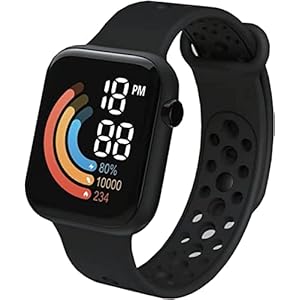 AOMiGT Montre intelligente pour enfants, étanche, fitness, montre de suivi d&rsquo;activité numérique, pour sport en plein air pour garçons et filles âgés de 3 à 12 ans (noir)