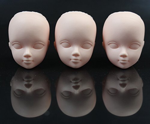 CHENGYIDA 3-Pack Mini Cosmetology Mannequin Heads,Doll Head Parts Repair,Practice Makeup,1/6 Bjd Female Doll Figure Option Head