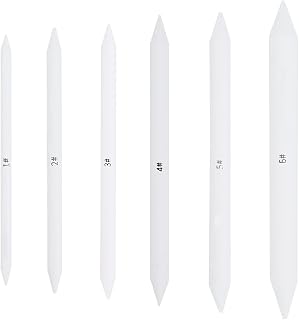 CRASPIRE 12Pcs 6 Sizes White Blending Stumps and Tortillions Smudge Pencil Shading Pen Paper Art Blenders Sketch Sandpaper for Shading Completed Artist Student Charcoal Sketching Drawing Supplies