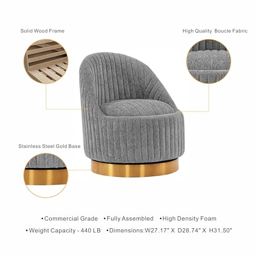 Sillón giratorio moderno tela boucle gris miniatura 4