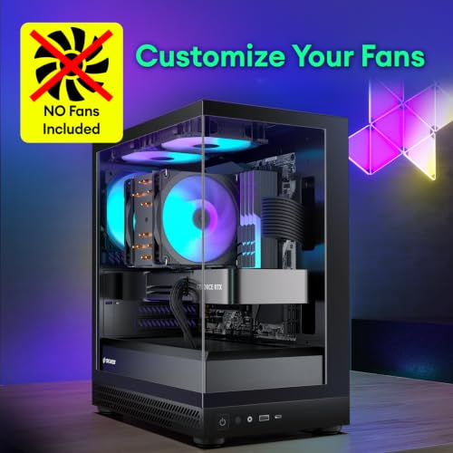 Okinos Aqua UNO Micro ATX Case, solo custodia, ventole non incluse, nessun supporto per radiatore, lunghezza massima GPU 309 mm, vetro temperato panoramico a sgancio rapido, frontale e laterale, tipo - 10