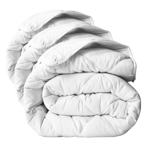 Image of ViscoSoft Twin /Twin XL Reversible Comforter - Down Alternative Duvet Insert | All Season Cooling Lightweight Reversible Quilted Blanket - OEKO-TEX Certified - Ideal for Dorm & Guest Bed - White - 3 Pack