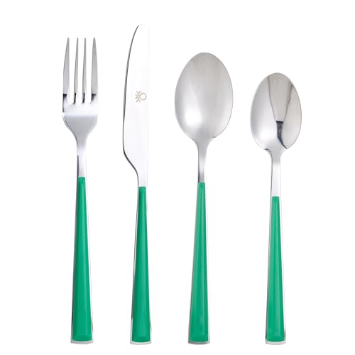 UNITED COLORS OF BENETTON. Rainbow | Service de couverts en acier inoxydable | ménagère 24 pièces vertes | manches ergonomiques | lavables au lave-vaisselle...
