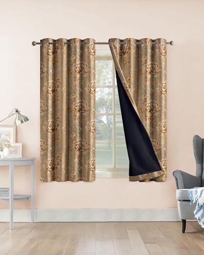Image of Cloth Fusion Printed 100% Blackout Window Curtains 5 Feet Long Set of 2