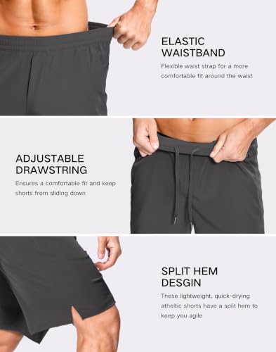 Image of GGJ Men's Lightweight Athletic Shorts with 2 Zipper Pockets 7 inch /9 inch /5 inch Gym Workout Running Quick Dry Tennis Shorts for Men