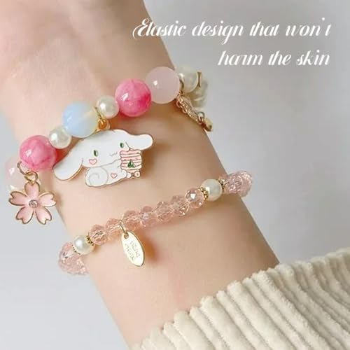 Image of SANNIDHI Crystal Bracelet for Girls Stylish Double Layer Pearl Crystal Bead Bracelets Jewelry with Cute Pendant Charm, Bracelet for Kids Women Ideal Gift for Girls