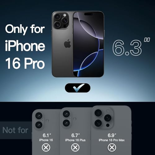 Image of GoldKart iPhone 16 Pro Case Wavy Edge Clear Back Design, Anti-Slip Grip Cute Wave Curly Frame Shape Shockproof Soft TPU & Hard PC Bumper Protective Phone Case Cover for Women Girls - Black