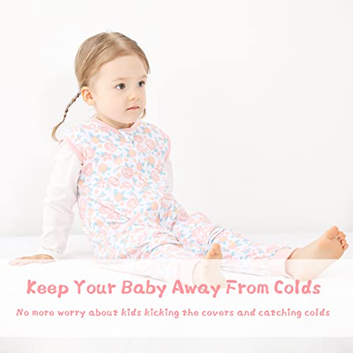 Image of WONDAY Toddler Sleep Sack with Feet, 0.5 Tog Sleeping Sacks for Walking with Legs 12-18 Months 2T 3T 4T 5T (Rose, 12-24 Months)
